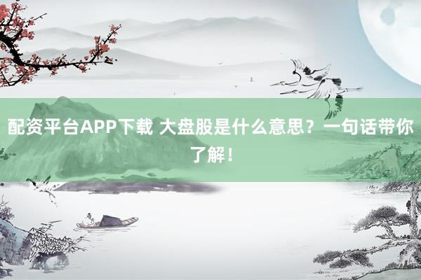 配资平台APP下载 大盘股是什么意思？一句话带你了解！