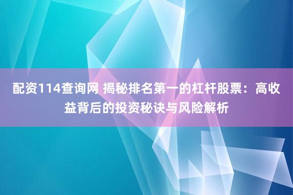 配资114查询网 揭秘排名第一的杠杆股票：高收益背后的投资秘诀与风险解析
