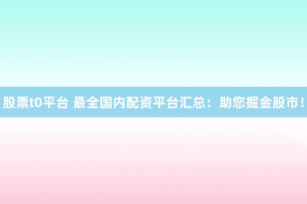 股票t0平台 最全国内配资平台汇总：助您掘金股市！