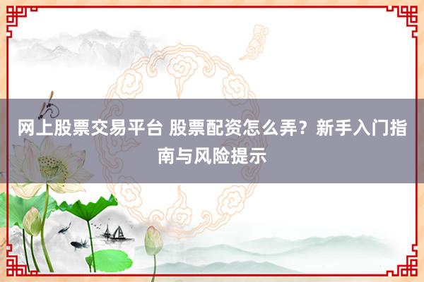 网上股票交易平台 股票配资怎么弄？新手入门指南与风险提示