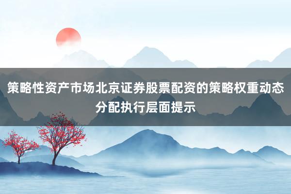 策略性资产市场北京证券股票配资的策略权重动态分配执行层面提示