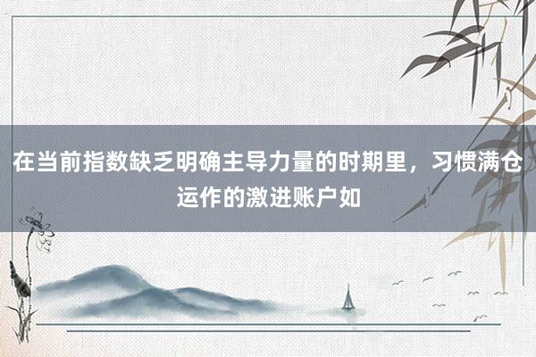 在当前指数缺乏明确主导力量的时期里，习惯满仓运作的激进账户如