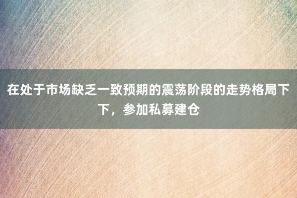 在处于市场缺乏一致预期的震荡阶段的走势格局下下，参加私募建仓