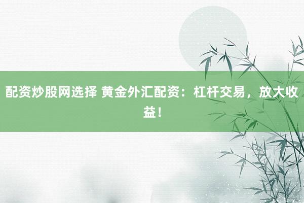 配资炒股网选择 黄金外汇配资：杠杆交易，放大收益！