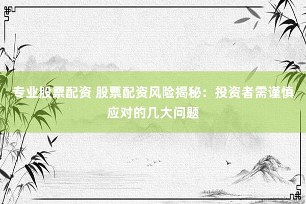 专业股票配资 股票配资风险揭秘：投资者需谨慎应对的几大问题