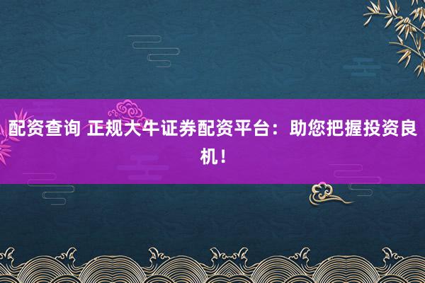 配资查询 正规大牛证券配资平台：助您把握投资良机！